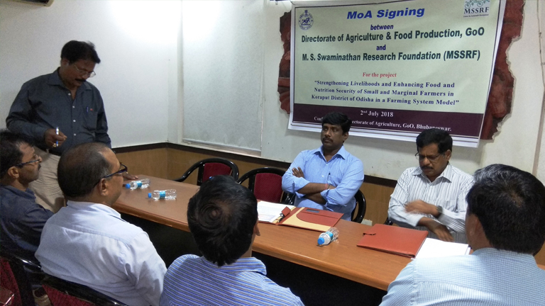 MSSRF Signs MOA with Govt. of Odisha for Strengthening Livelihood and Nutrition Security of Koraput Farmers