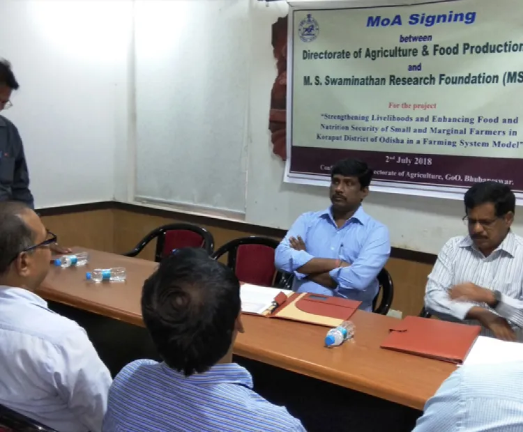 MSSRF Signs MOA with Govt. of Odisha for Strengthening Livelihood and Nutrition Security of Koraput Farmers